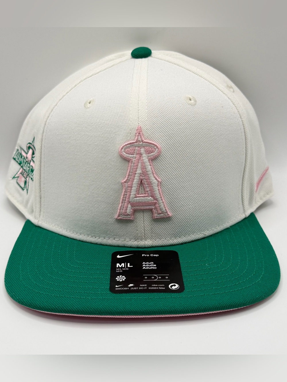 Los Angeles Angels Nike Sail Pro Cap Adult M/L MLB Snapback Hat Cream/Green